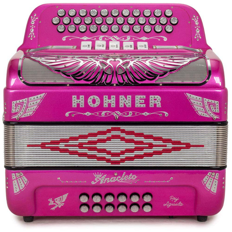 Anacleto Rey Aguila GCF 5 Switches Pink Metallic-accordion-Anacleto- Hermes Music