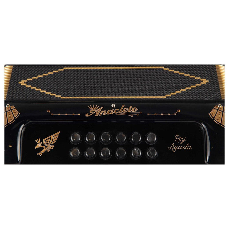 Anacleto Rey Aguila III EAD Black with Gold 5 Switches-accordion-Anacleto- Hermes Music