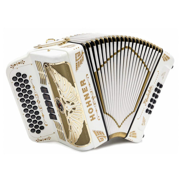 Anacleto Rey Aguila III EAD Compact White with Gold-accordion-Anacleto- Hermes Music
