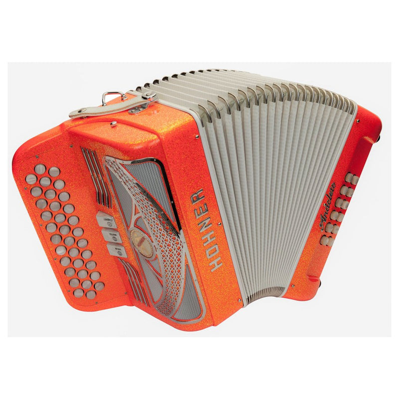 Anacleto Rey Del Norte II FBE Metalic Orange Compact-accordion-Anacleto- Hermes Music