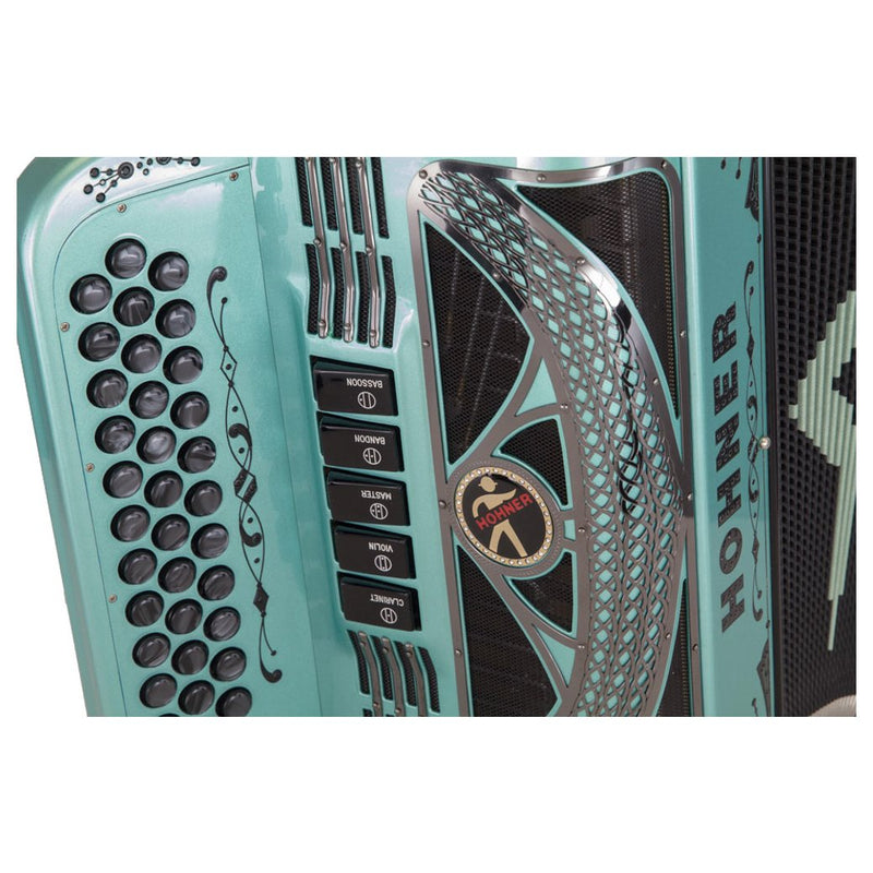 Anacleto Rey Del Norte III 5 Switches GCF Emerald Green-accordion-Anacleto- Hermes Music