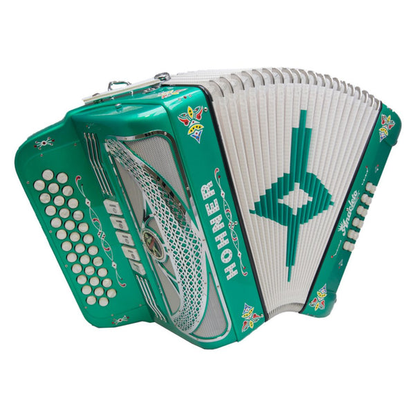 Anacleto Rey Del Norte III 5 Switches GCF Green-accordion-Anacleto- Hermes Music