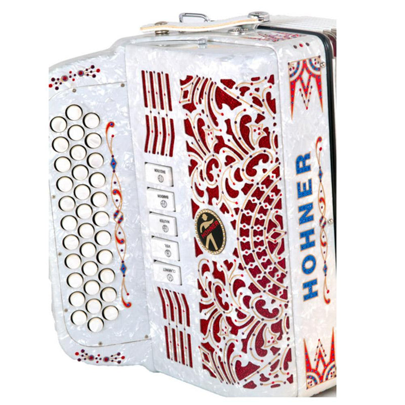 Anacleto Rey Del Norte III FBE White Pearl-accordion-Anacleto- Hermes Music