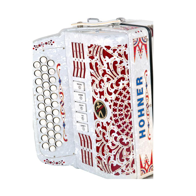 Anacleto Rey Del Norte III FBE White Pearl-accordion-Anacleto- Hermes Music