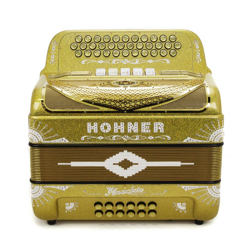 Anacleto Rey del Norte 5 Switches FBE Compact Holographic Gold-accordion-Anacleto- Hermes Music
