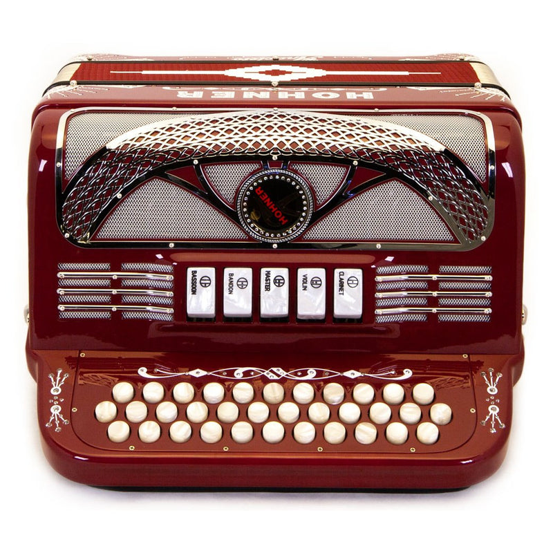 Anacleto Rey del Norte 5 Switches FBE Red Compact-accordion-Anacleto- Hermes Music