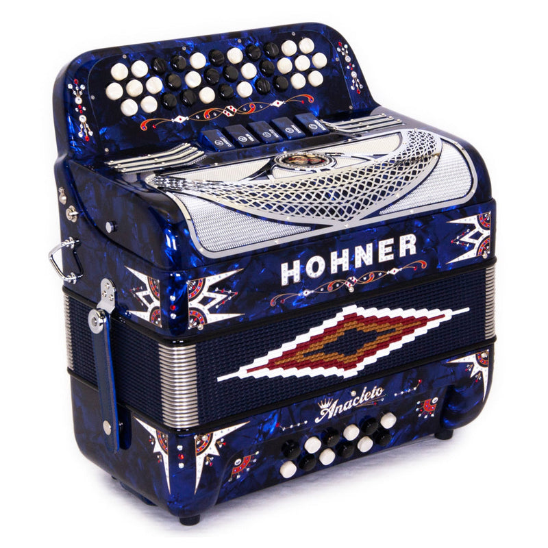 Anacleto Rey del Norte Accordion 5 Switches FBE Pearl Blue-accordion-Anacleto- Hermes Music