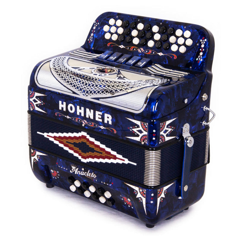 Anacleto Rey del Norte Accordion 5 Switches FBE Pearl Blue-accordion-Anacleto- Hermes Music