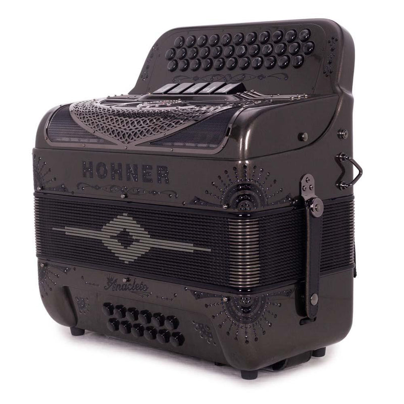 Anacleto Rey del Norte Accordion 5 Switches GCF Gun Metal Compact-accordion-Anacleto- Hermes Music