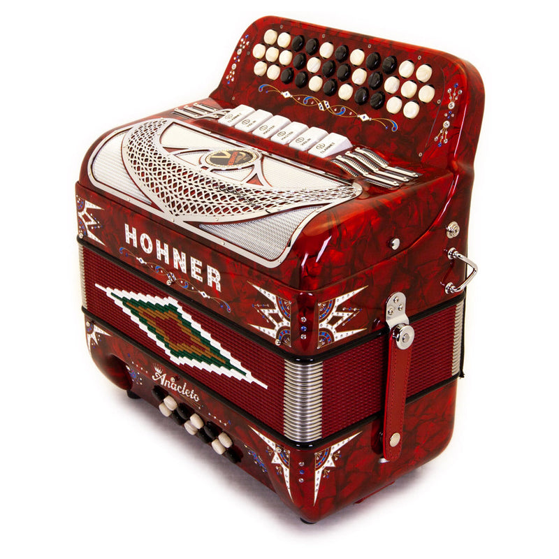 Anacleto Rey del Norte Accordion 6 Switch FBE/GCF Pearl Red Compact-accordion-Anacleto- Hermes Music