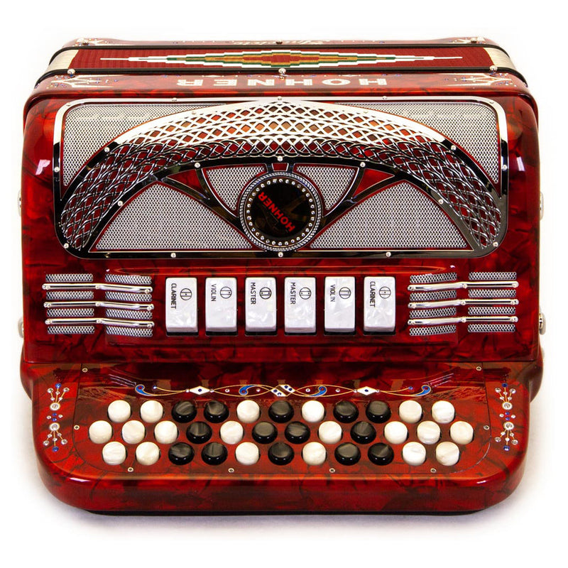Anacleto Rey del Norte Accordion 6 Switch FBE/GCF Pearl Red Compact-accordion-Anacleto- Hermes Music