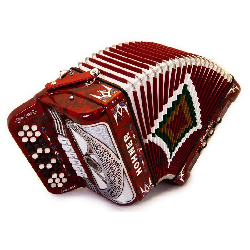 Anacleto Rey del Norte Accordion 6 Switches FBE and EAD Pearl Red Compact-accordion-Anacleto- Hermes Music