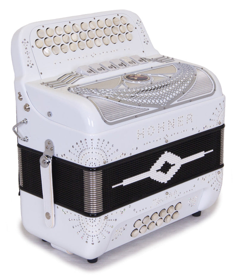Anacleto Rey del Norte Accordion 6 Switches FBE/EAD White-accordion-Anacleto- Hermes Music