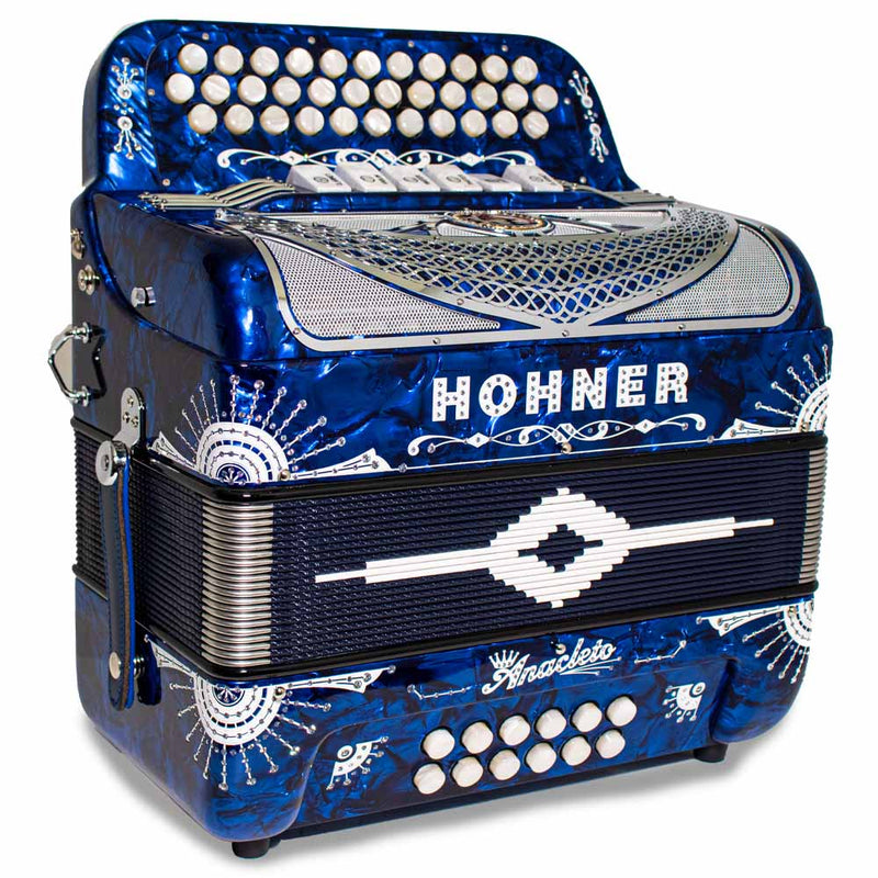 Anacleto Rey del Norte Accordion 6 Switches FBE/GCF Blue Compact-accordion-Anacleto- Hermes Music