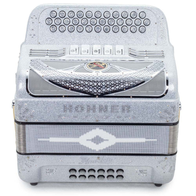 Anacleto Rey del Norte Accordion FBE 5 Switch Silver Compact-Accordions & Concertinas-Anacleto- Hermes Music