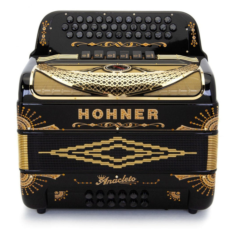 Anacleto Rey del Norte FBE/EAD 6 Switch Black with Gold-accordion-Anacleto- Hermes Music