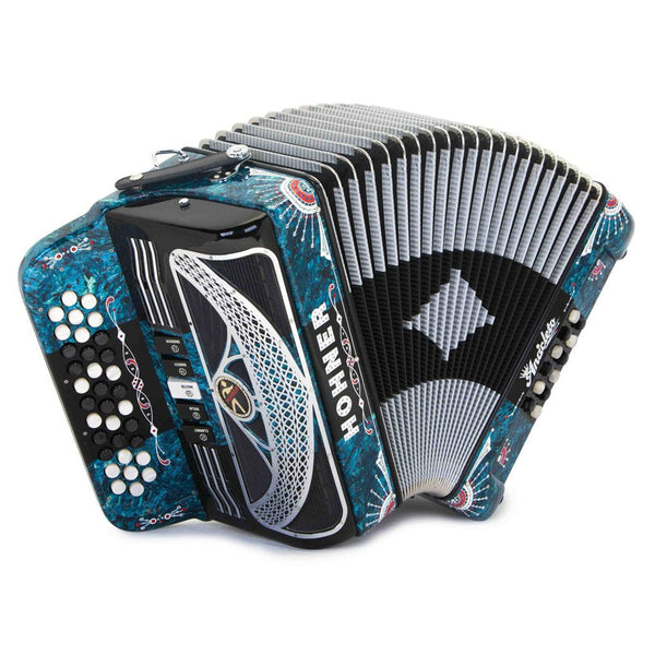 Anacleto Rey del Norte III 5 Switch FBE Black with Blue-accordion-Anacleto- Hermes Music