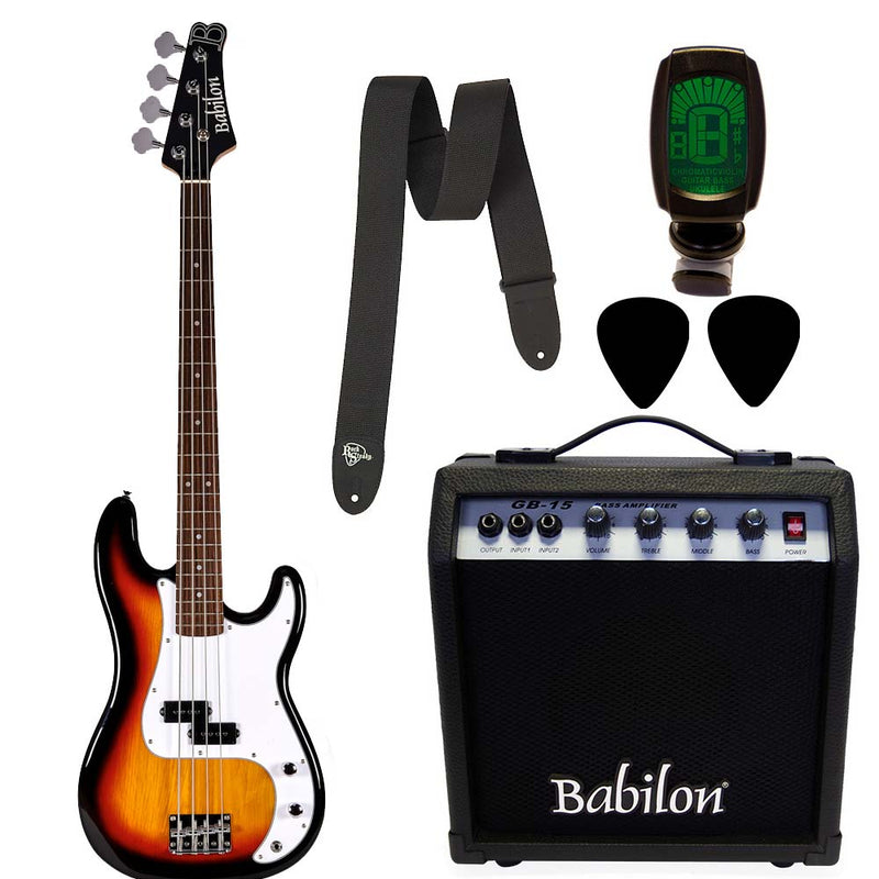 Babilon Electric Bass Guitar Bundle Sunburst-bass-Babilon- Hermes Music
