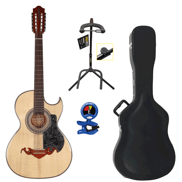 Cantabella Bajo Quinto Cedar Wood Chrome Machinery 1 Mica with Hard Case, Tuner, and Stand-bajo quinto-Cantabella- Hermes Music