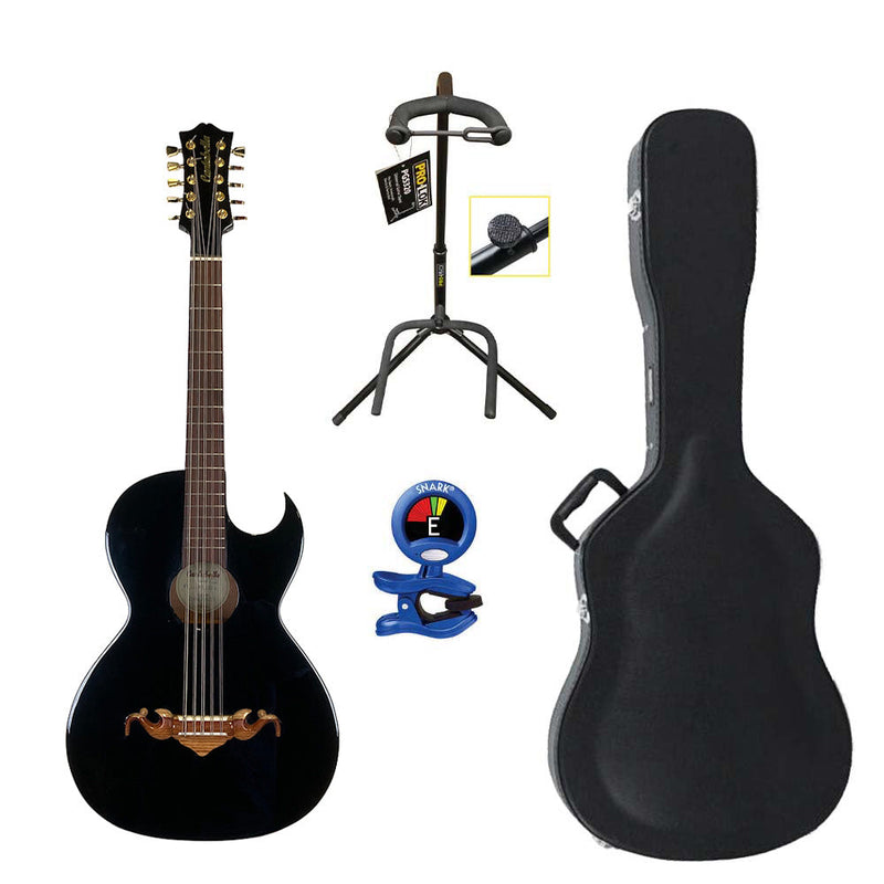 Cantabella Bajo Quinto Cedar Wood Glossy Black Bundle-bajo quinto-Cantabella- Hermes Music