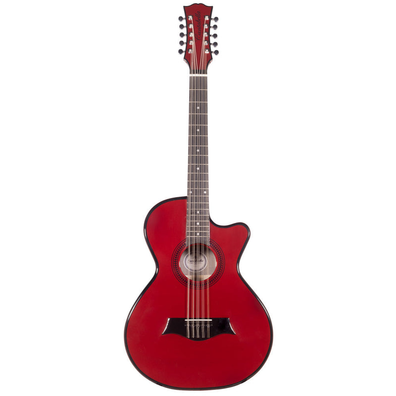 Cantabella Bajo Quinto Maple Wood in Red with Case, Tuner and Stand-Hermes Music- Hermes Music