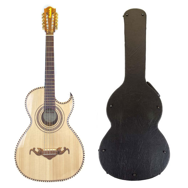 Cantabella Bajo Quinto Nogal Wood Gold with Case-bajo quinto-Cantabella- Hermes Music