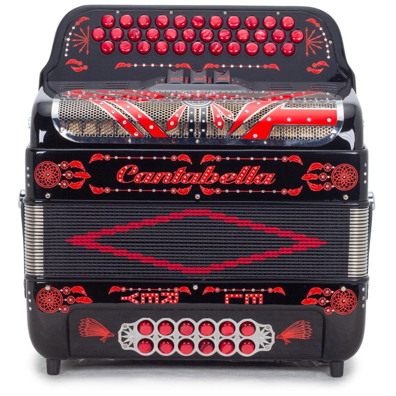 Cantabella El Rey Edi. Esp. Ramon Ayala 3 Switches GCF Black with Red Designs-accordion-Cantabella- Hermes Music