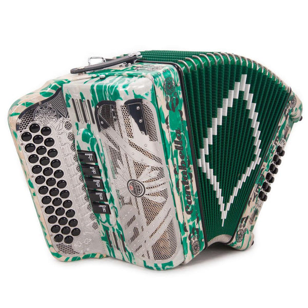 Cantabella El Rey Edi. Esp. Ramon Ayala 5 Switches FBE Green and White Designs-accordion-Cantabella- Hermes Music