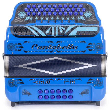 Cantabella El Rey Edi. Esp. Ramon Ayala 6 Switches FBE/GCF Blue with Black Designs-accordion-Cantabella- Hermes Music