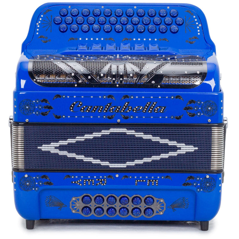 Cantabella El Rey Edi. Esp. Ramon Ayala 6 Switches GCF/EAD Blue with Black Designs-accordion-Cantabella- Hermes Music