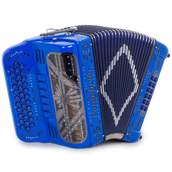 Cantabella El Rey Edi. Esp. Ramon Ayala 6 Switches GCF/EAD Blue with Black Designs-accordion-Cantabella- Hermes Music