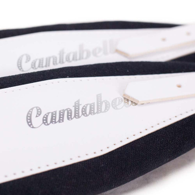 Cantabella Leather Accordion Extra Wide Straps White and Black with Logo 100mm-accessories-Cantabella- Hermes Music