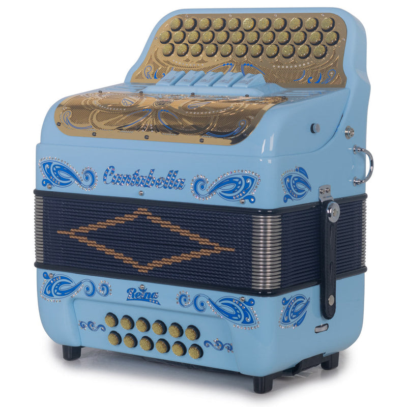 Cantabella Reina Accordion Ultra Compact 5 Switch EADBaby Blue with Gold Chrome Grill-Accordions & Concertinas-Cantabella- Hermes Music