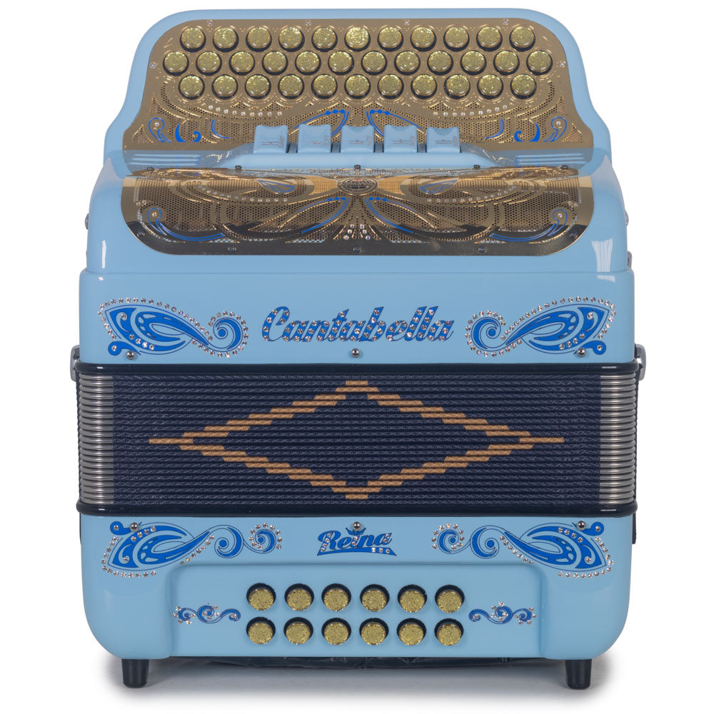 Cantabella Reina Accordion Ultra Compact 5 Switch EADBaby Blue with Gold Chrome Grill-Accordions & Concertinas-Cantabella- Hermes Music