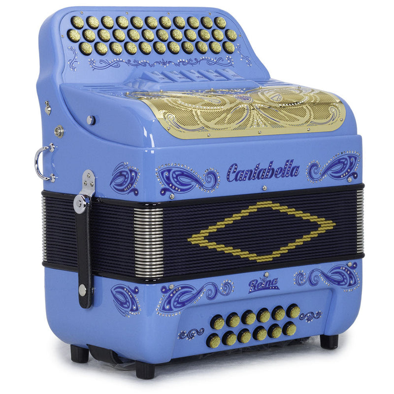 Cantabella Reina Accordion Ultra Compact 5 Switch FBE Light Blue with Gold-accordion-Cantabella- Hermes Music