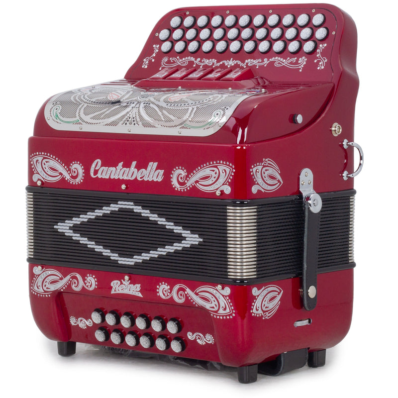 Cantabella Reina Accordion Ultra Compact 5 Switch FBE Maroon with Silver-Accordions & Concertinas-Cantabella- Hermes Music