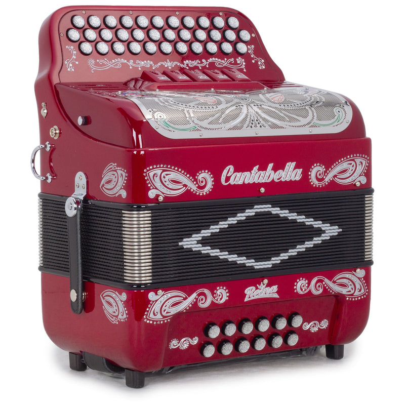 Cantabella Reina Accordion Ultra Compact 5 Switch FBE Maroon with Silver-Accordions & Concertinas-Cantabella- Hermes Music