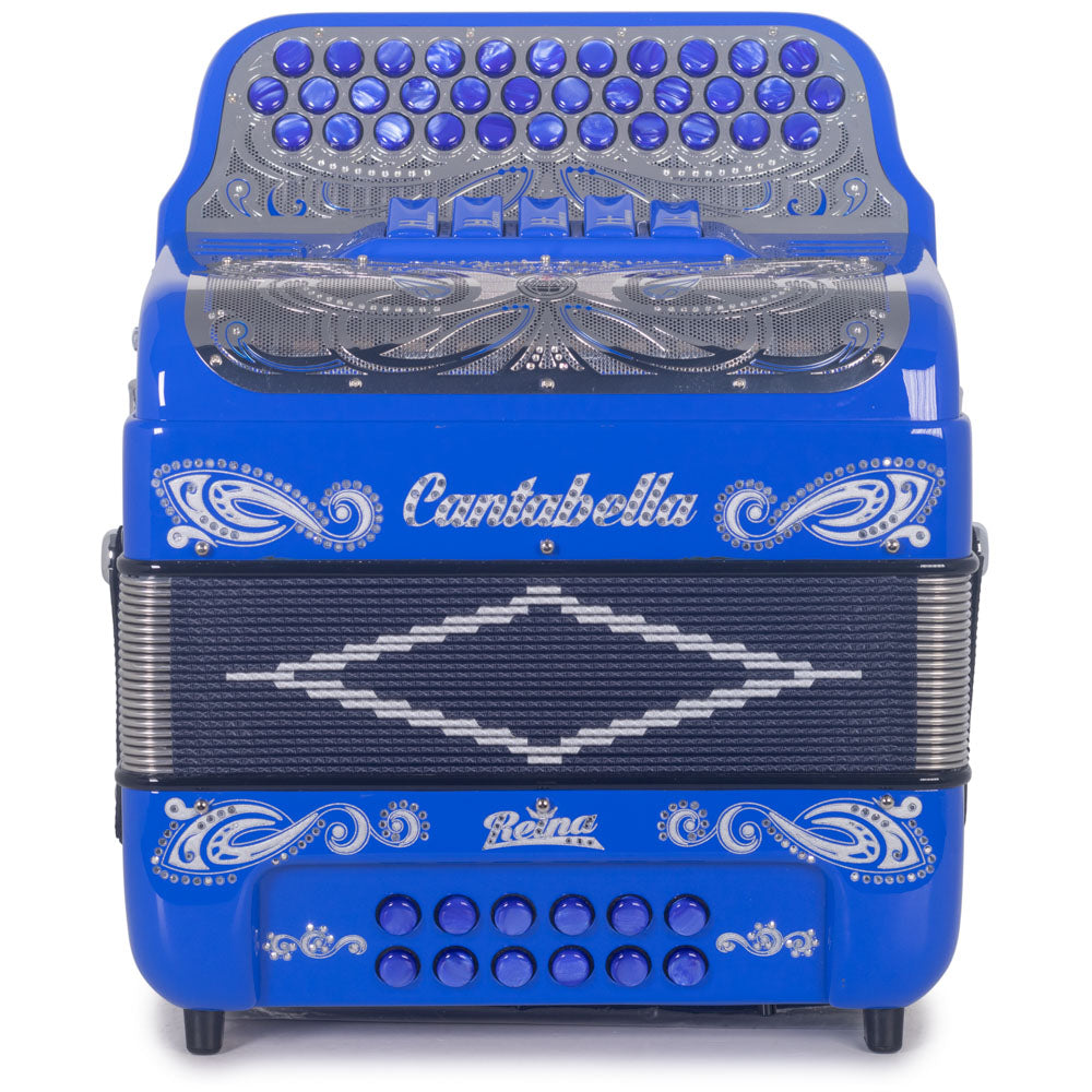 Cantabella Reina Accordion Ultra Compact 5 Switches FBE Electric Blue with White-Accordions & Concertinas-Cantabella- Hermes Music
