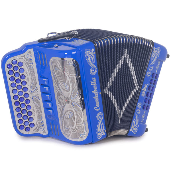 Cantabella Reina Accordion Ultra Compact 5 Switches FBE Electric Blue with White-Accordions & Concertinas-Cantabella- Hermes Music