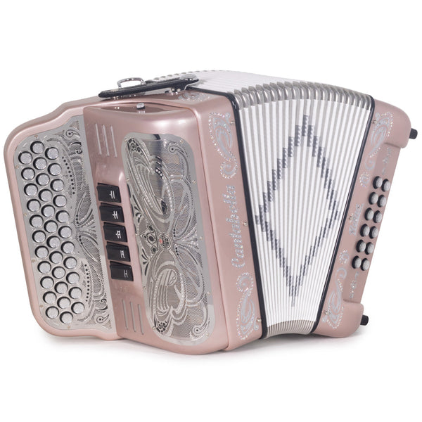 Cantabella Reina Ultra Compact Accordion 5 Switch EAD Rose Gold with White Designs-Accordions & Concertinas-Cantabella- Hermes Music