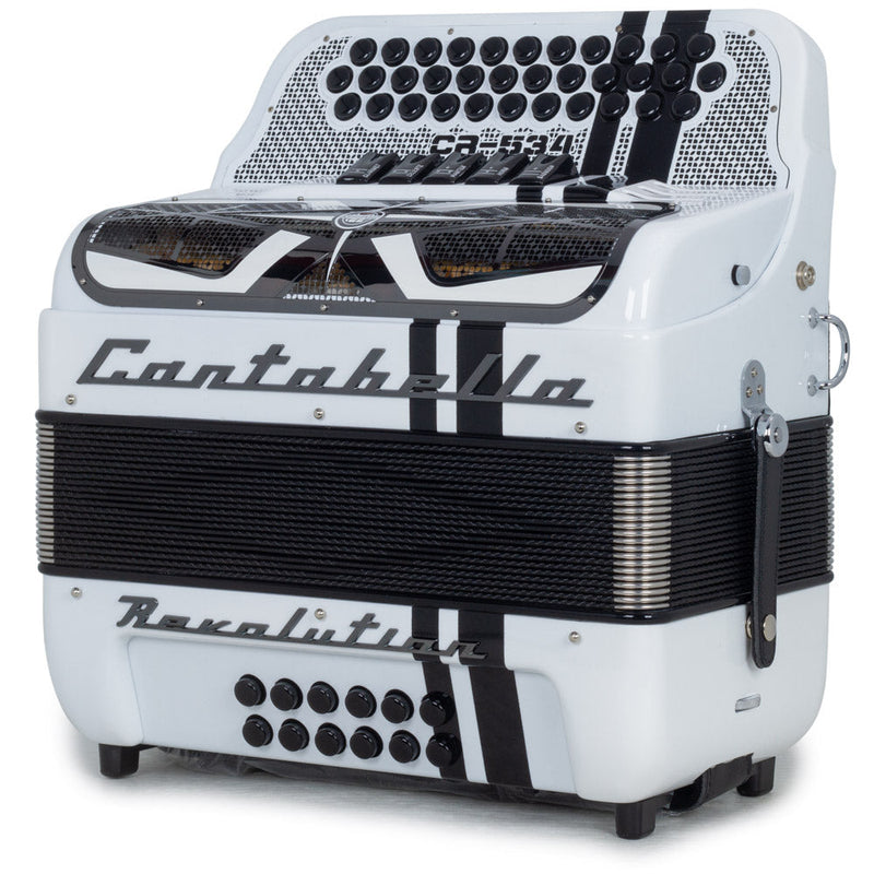 Cantabella Revolution Accordion 5 Switches EAD Glossy White-accordion-Cantabella- Hermes Music