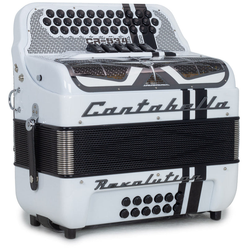 Cantabella Revolution Accordion 5 Switches EAD Glossy White-accordion-Cantabella- Hermes Music