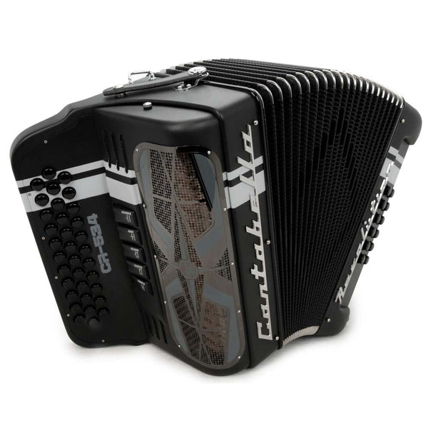Cantabella Revolution Accordion 5 Switches EAD Matte Black with Silver Designs-accordion-Cantabella- Hermes Music