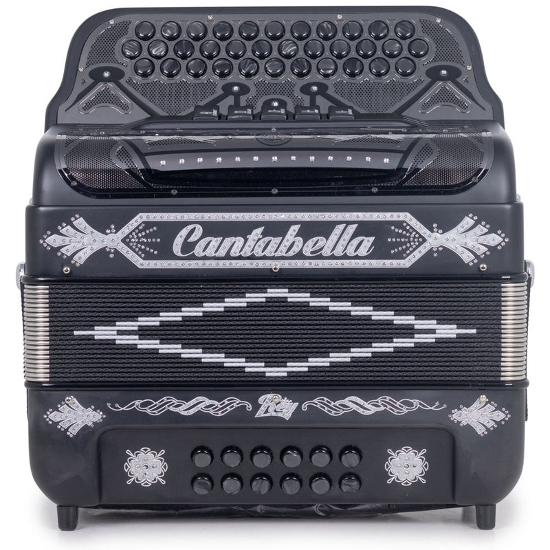 Cantabella Rey II 5 Switches FBE Black Matte and Silver Designs-accordion-Cantabella- Hermes Music