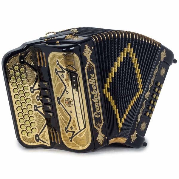 Cantabella Rey II Accordion 5 Switch EAD Black with Gold-accordion-Cantabella- Hermes Music