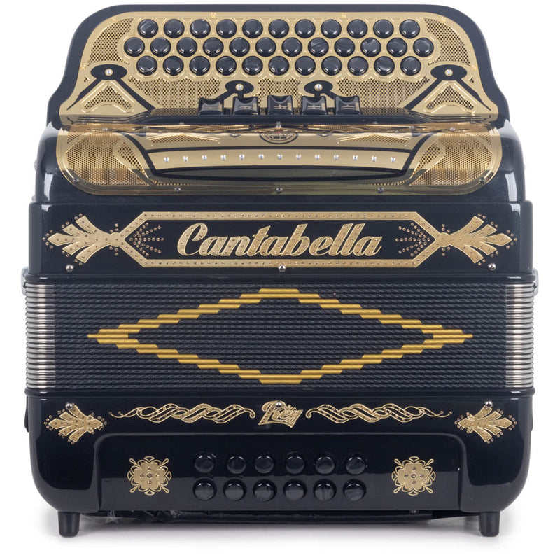 Cantabella Rey II Accordion 5 Switch GCF Black with Gold-accordion-Cantabella- Hermes Music