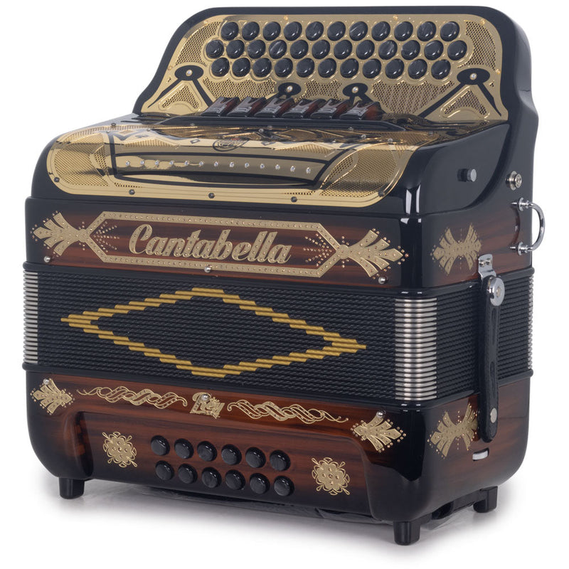 Cantabella Rey II Accordion 6 Switch FBE/EAD Wood, Black and Gold-accordion-Cantabella- Hermes Music