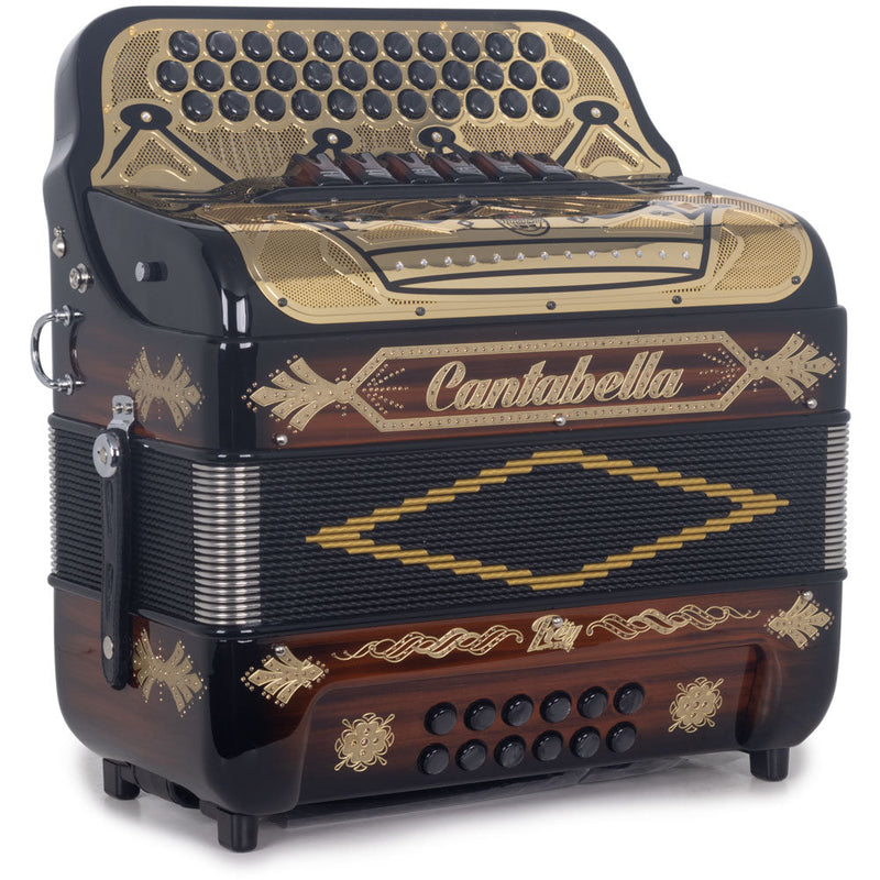Cantabella Rey II Accordion 6 Switch FBE/EAD Wood, Black and Gold-accordion-Cantabella- Hermes Music