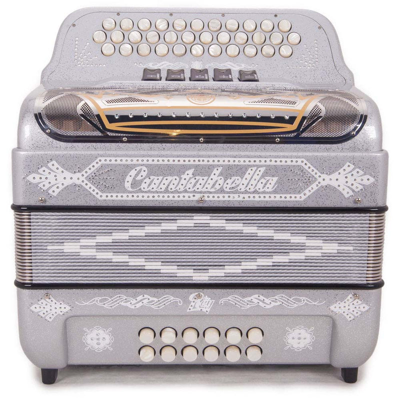 Cantabella Rey II Accordion FBE 5 Switches Silver Glitter-accordion-Cantabella- Hermes Music