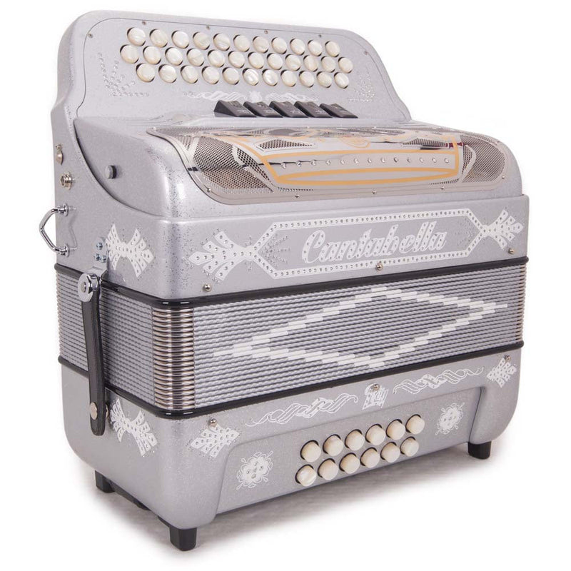 Cantabella Rey II Accordion FBE 5 Switches Silver Glitter-accordion-Cantabella- Hermes Music